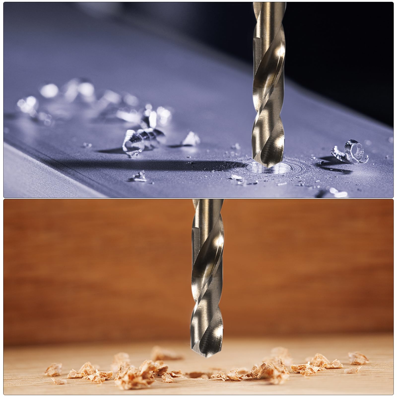 uxcell 2 punte elicoidali per trapano con codolo ridotto, 12 mm, nitruro nero e acciaio ad alta velocità rivestito in titanio dorato 6542, con gambo da 10 mm, per acciaio inossidabile, lega, metallo,