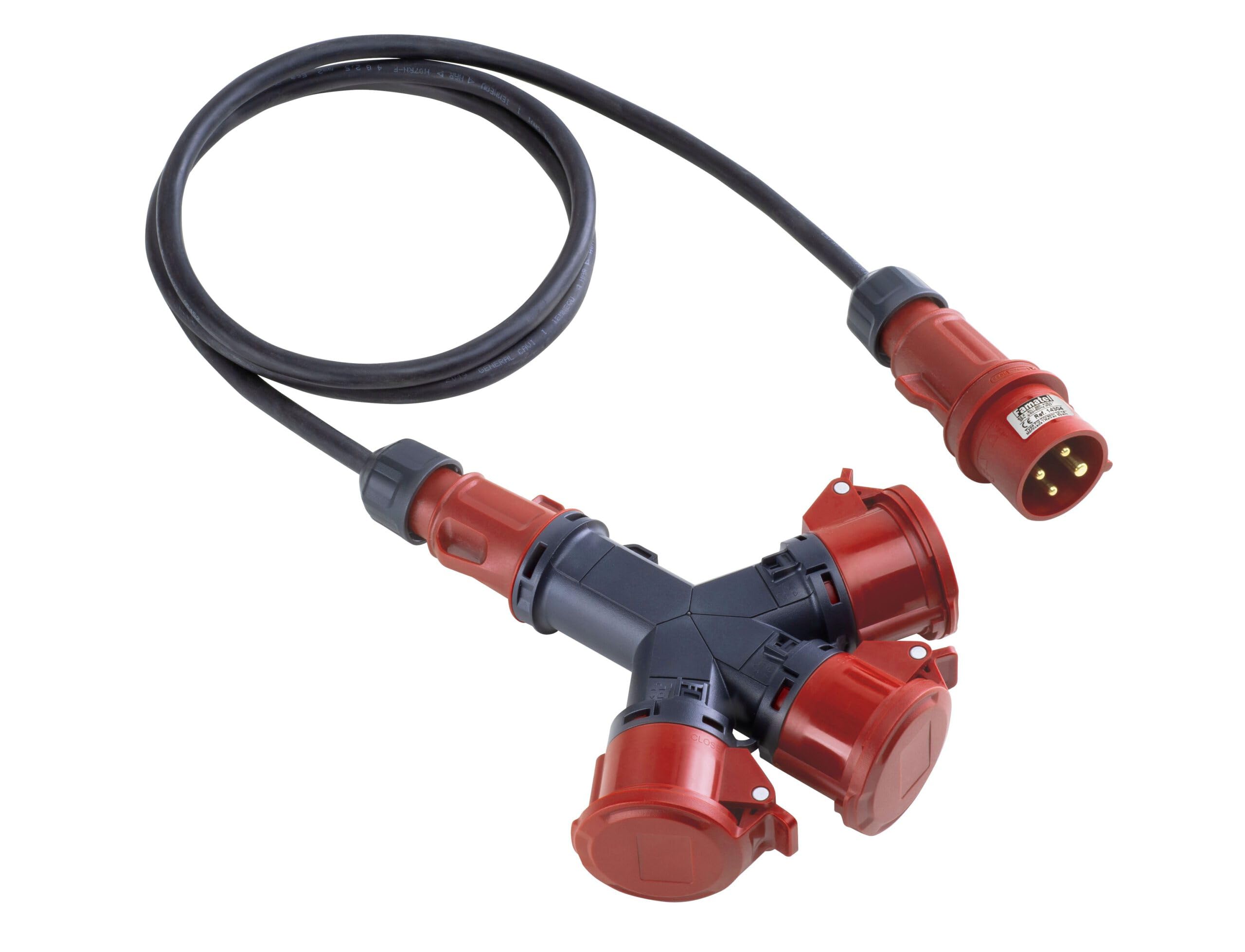 FAMATEL 31043 - Adaptador industrial 3salidas 5P+T 32A 400V IP44