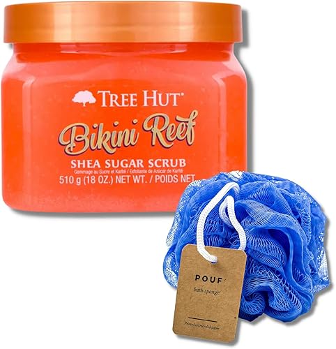Miniatura 2 de Tree Hut Sugar Scrub Bikini Reef Bundle con esponja de baño y ducha de malla Samba Life para un exfoliante corporal y libro electrónico.