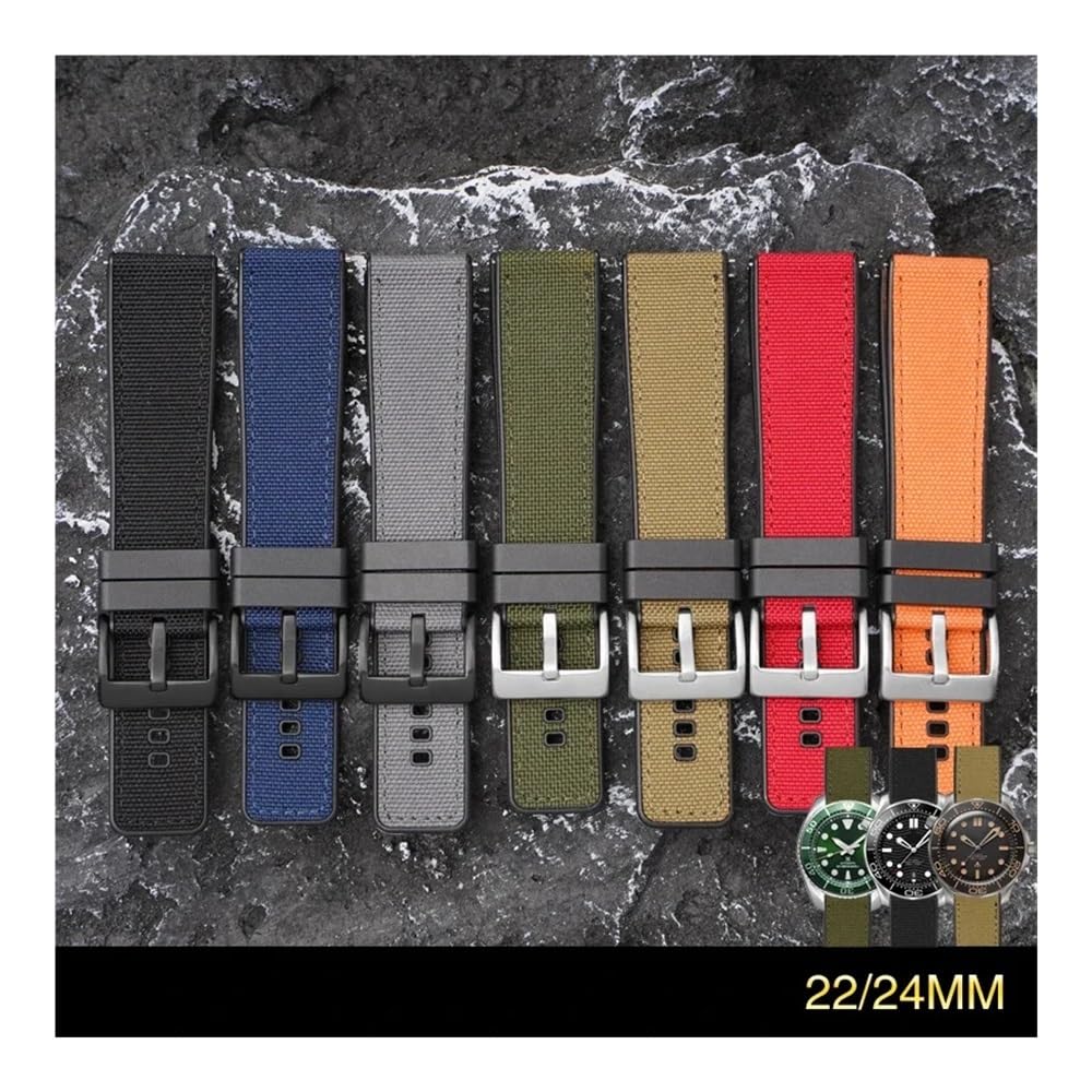 Gewebtes Canvas-Gummiarmband, 20 mm, 22 mm, 24 mm, Schnellverschluss, wasserdicht, für Herren, Nylon, Sport, Ersatzarmband, Uhrenarmband, passend für Omega und Seiko