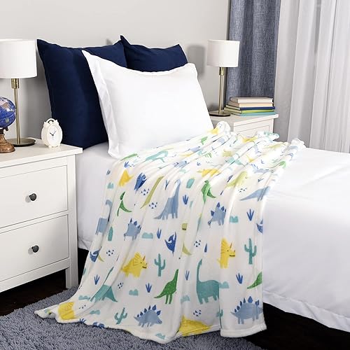 Miniatura 5 de Life Comfort Manta de felpa para niños, dinosaurio de alta calidad, suave, grande y cálida, forro polar rosa esponjoso para niños pequeños, regalo