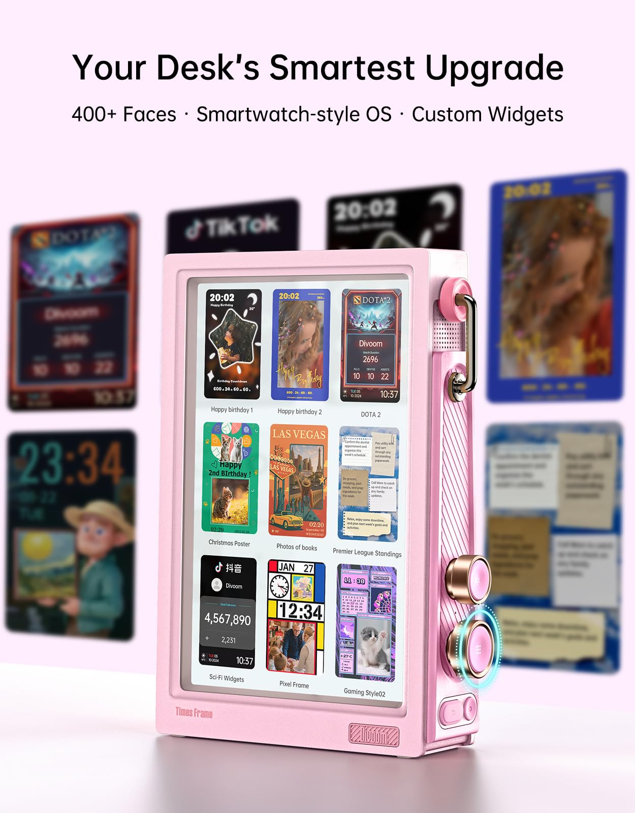 Cadre Photo Numérique Divoom Times Frame - 10,1" Écran IPS HD - WiFi, 64 Go - Affichage Personnalisable, Rétro-éclairage RGB