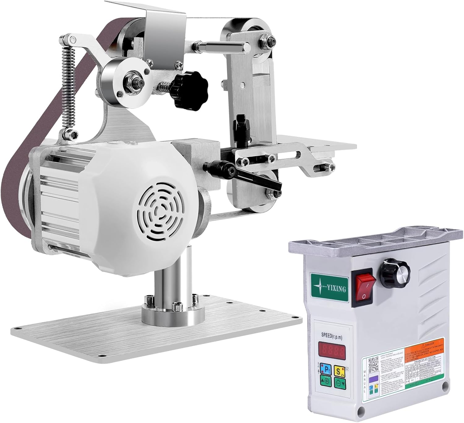 Belt Grinder Sander, 30 x 1-Inch Variable Speed Desktop Abrasive Belt Polisher Machine, 550W Knife Sharpener with 2PCS Sanding Belts for Metalworking