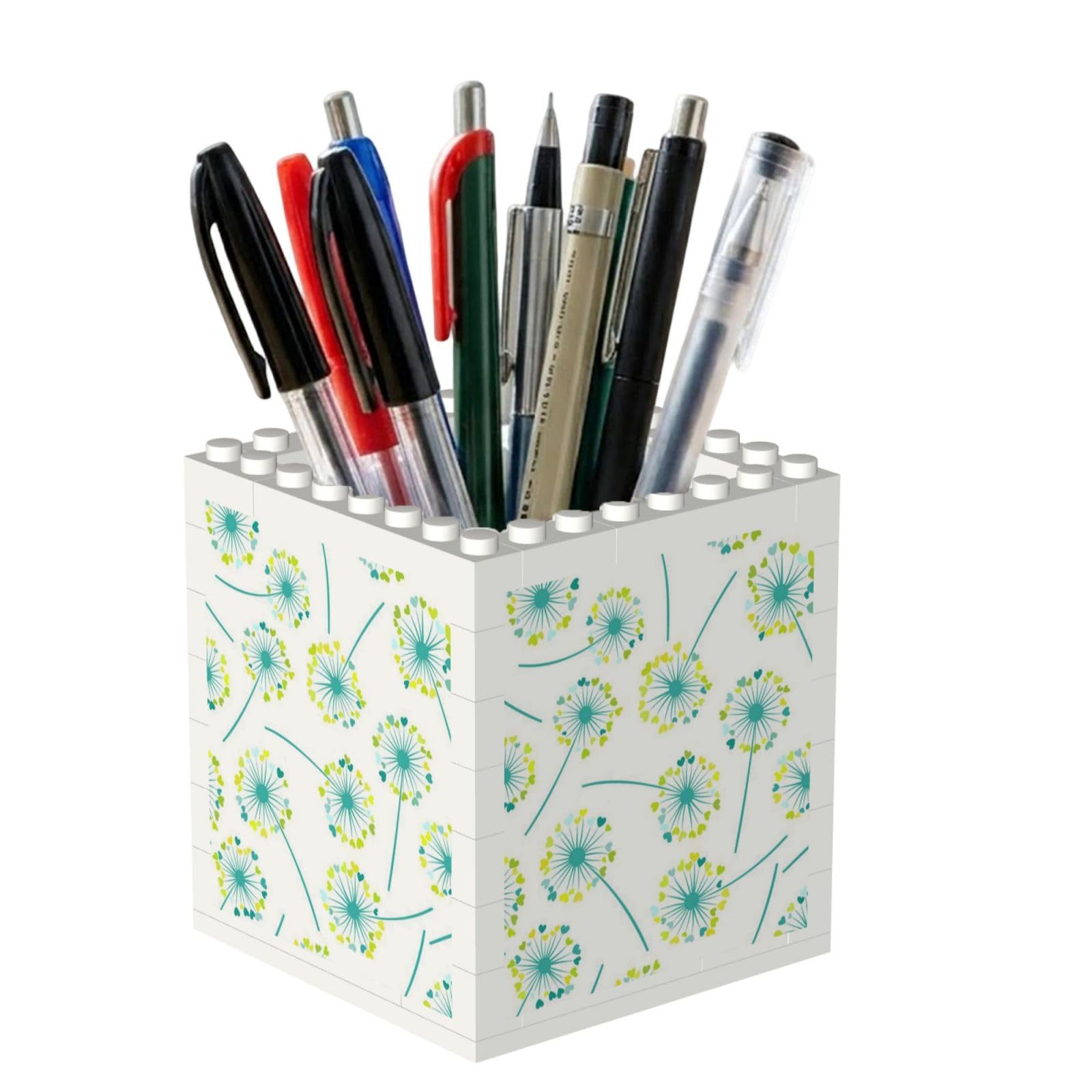 Poadnly Dandelions Green, Pen Pot Pencil Holder for Office Home School, Compact Desk Organiser for Office Stationery