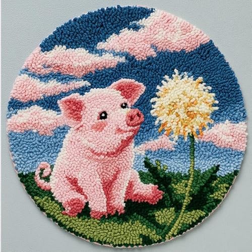 Kitquiver Latch Hook Rug Making Kit Pig 50X50Cm