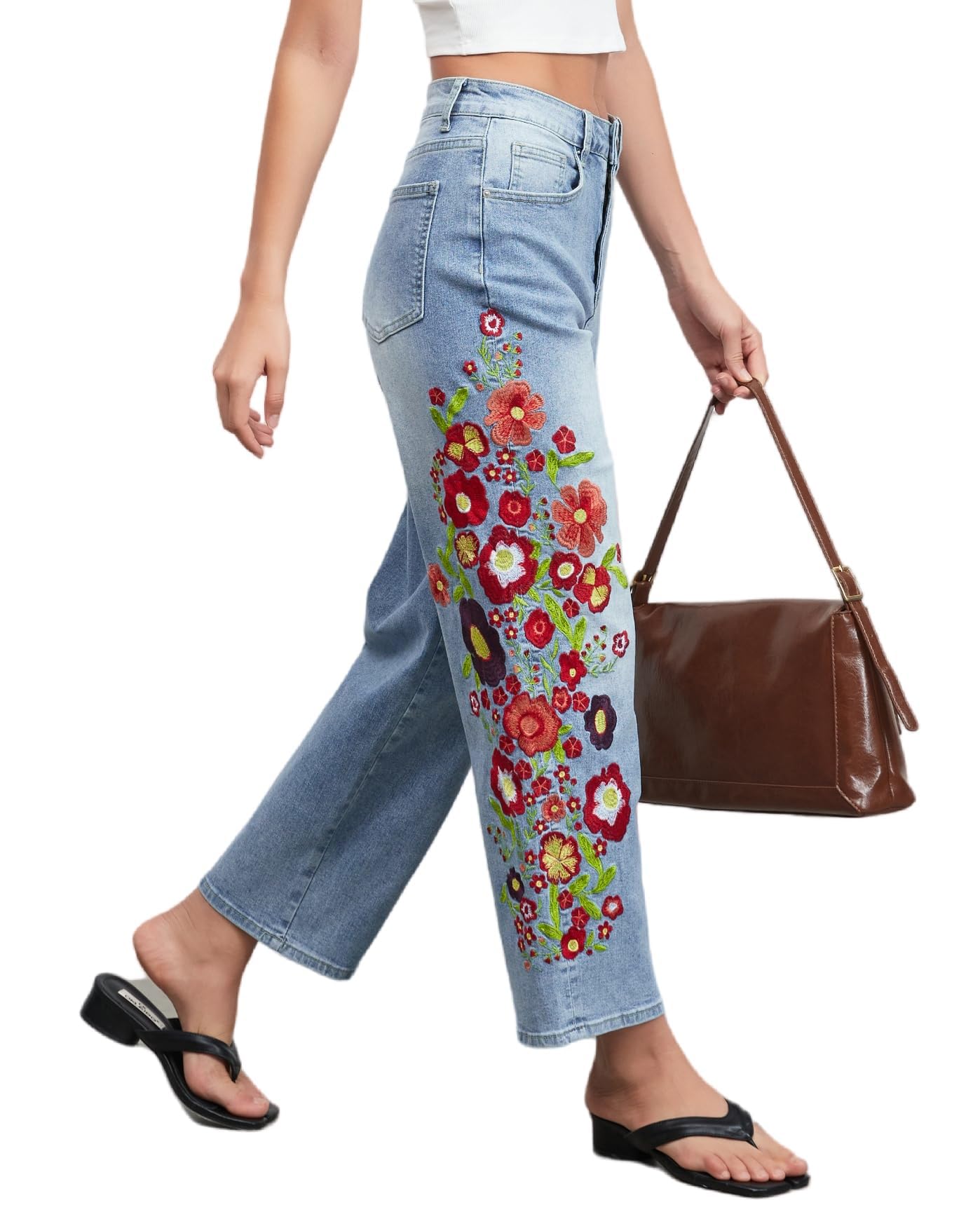 EZAPINE Straight Leg Cropped Jeans