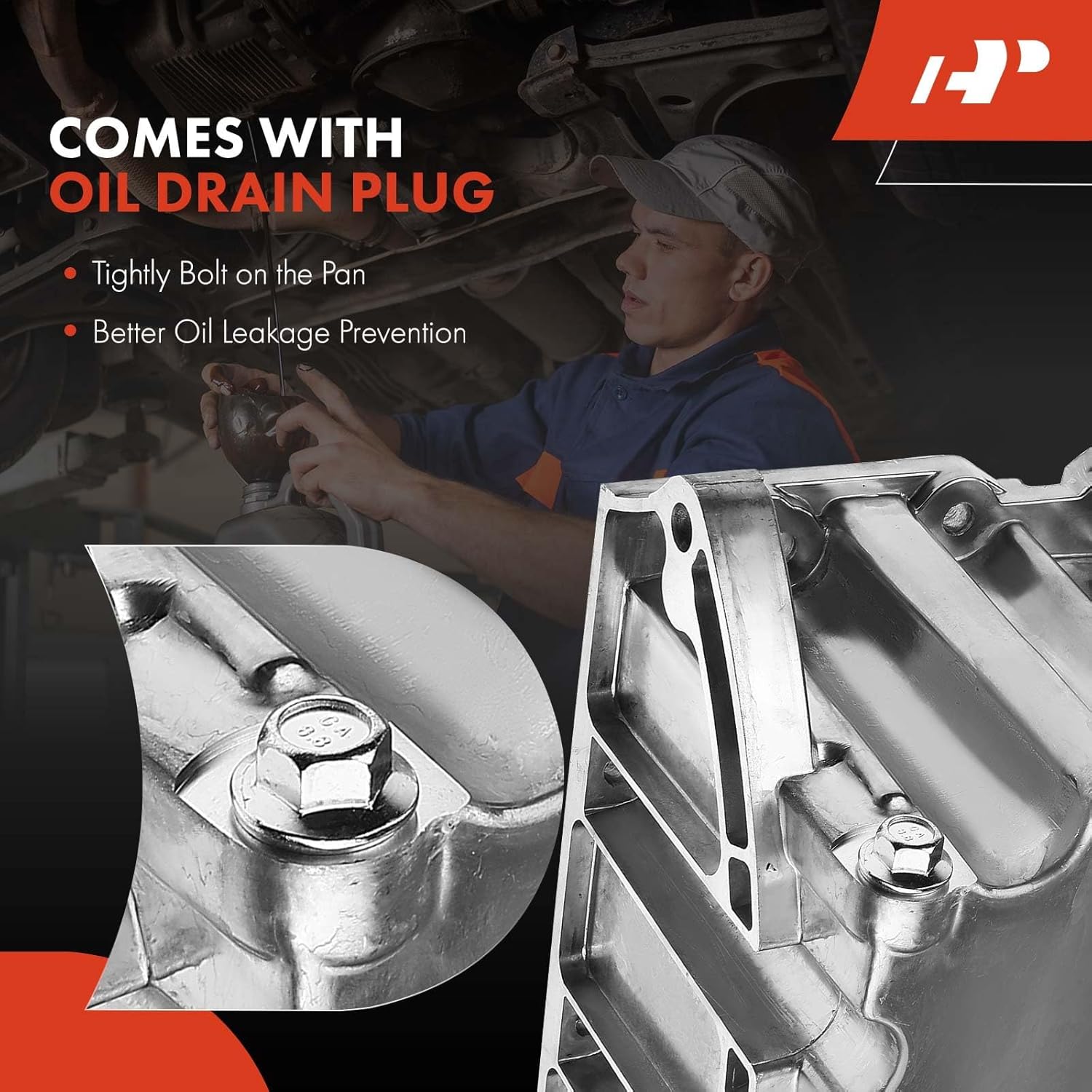 A-Premium Engine Oil Pan Sump with Drain Plug Compatible with Ford F-150 2011-2023, Expedition 2015-2024, Mustang 2011-2017, Transit-150, Transit-250, Transit-350 & Lincoln Navigator, 3.3L 3.5L 3.7L