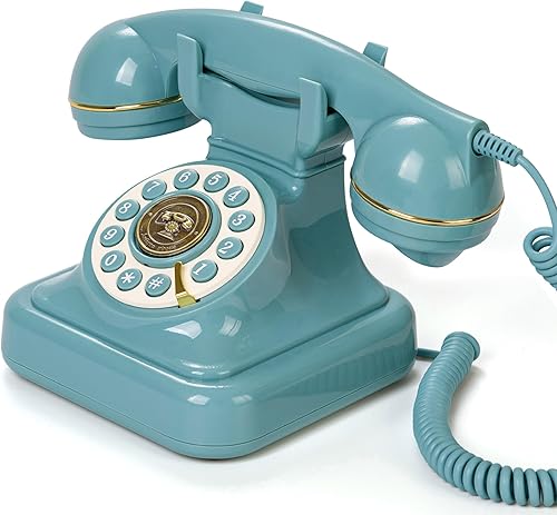 Teléfono Fijo Vintage, Teléfono Retro con Cable con Botón de Pulsación y Remarcado, Teléfono Clásico para Hogar, Oficina, Escuela, Hotel