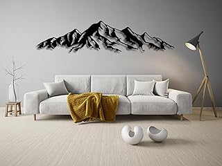 Mountains Wall Decoration, Wooden Wall Picture in Black Gold, 3D Pictures, Home Wall Art Decoration, Wall Stickers, Modern, for Home, Office, Bedroom, Living Room (Mountains 3)