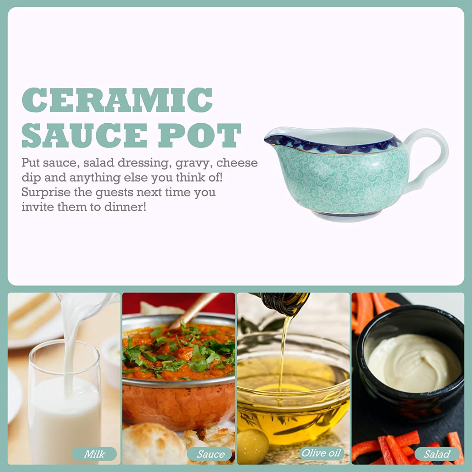 MRKU Pot à Lait, saucière, Verre à Eau, pichet, crémier, Distributeur de café, sucrier, Bol à Sauce en céramique, pichet à mousser