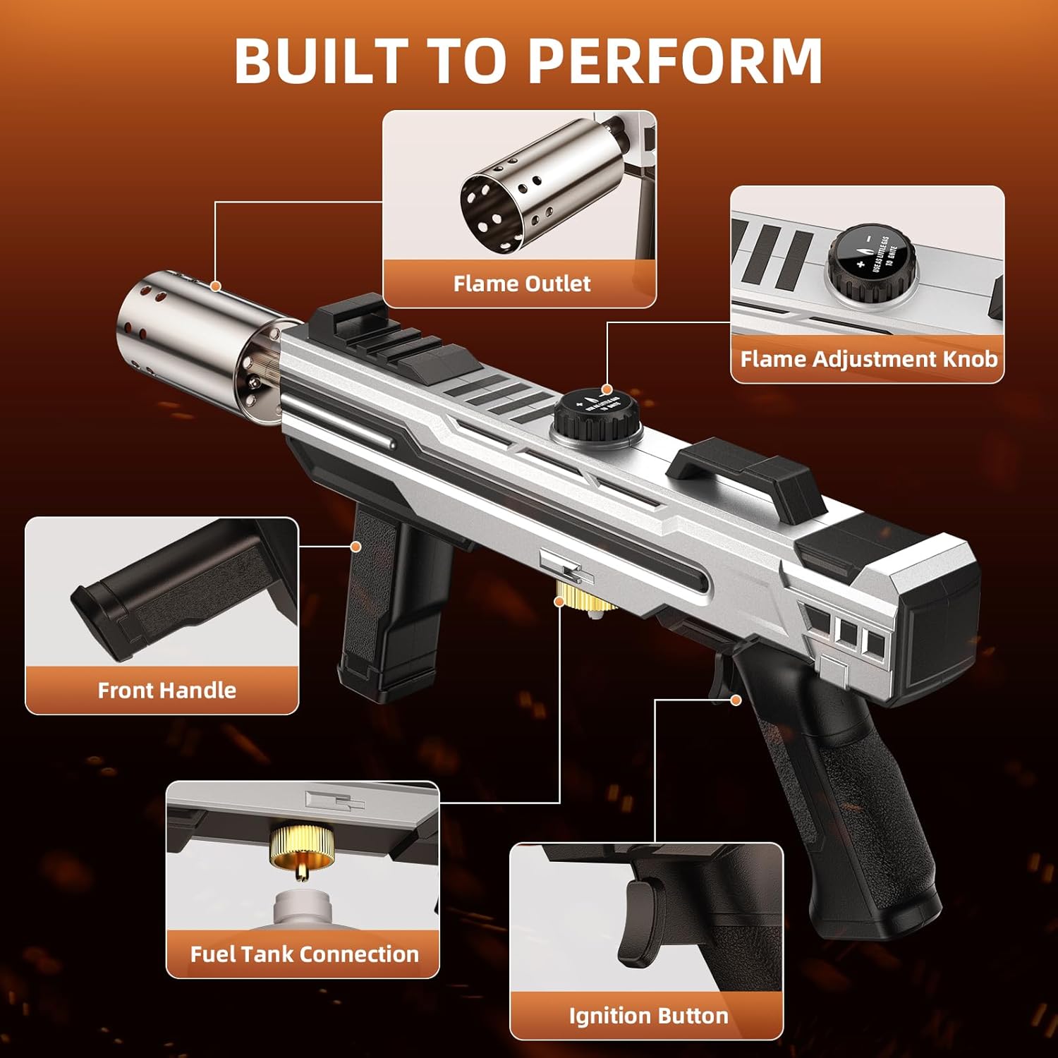 Powerful Propane Torch Gun with Adjustable Flame – Heavy-Duty Blow Torch for BBQ, Steak Searing & Charcoal Lighting, Kitchen & Outdoor Use (Tank Not Included)