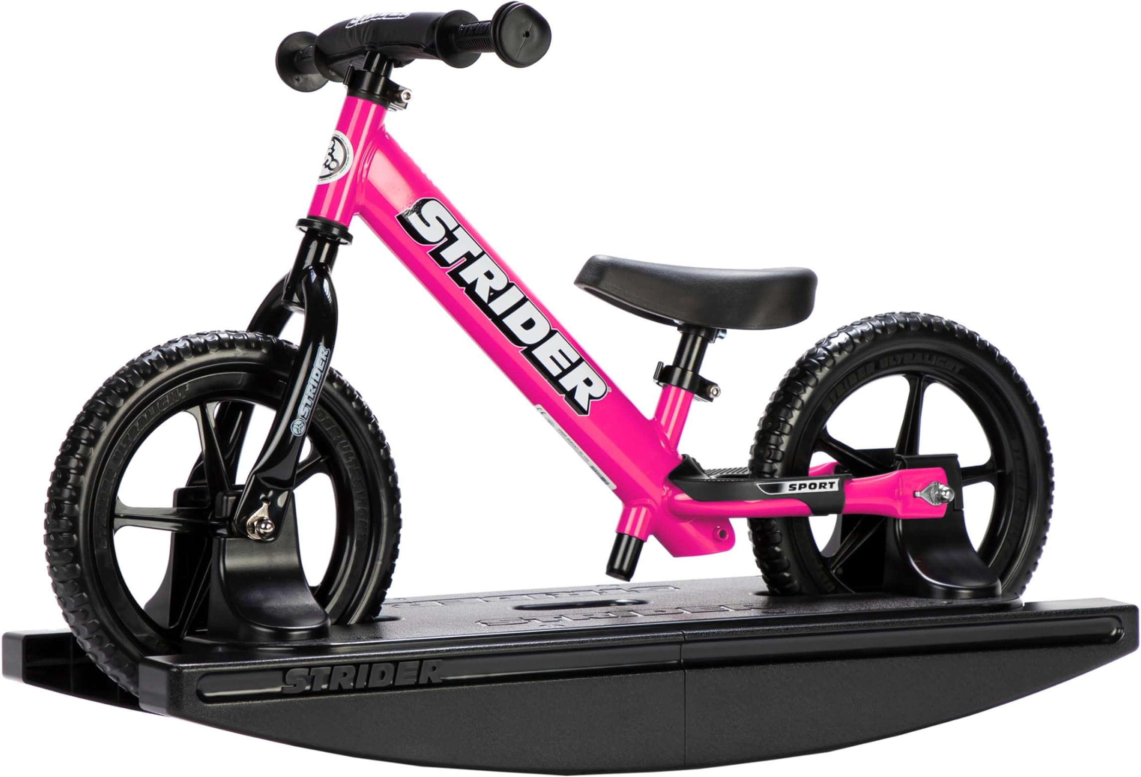 – Strider 12” Sport Bike (Pink) + Rocking Base - Helps Teach Baby How to Ride a Balance Bicycle - for Kids 6 Months to 5 Years - Easy Assembly & Adjustments, PROCK-ST-S4PK