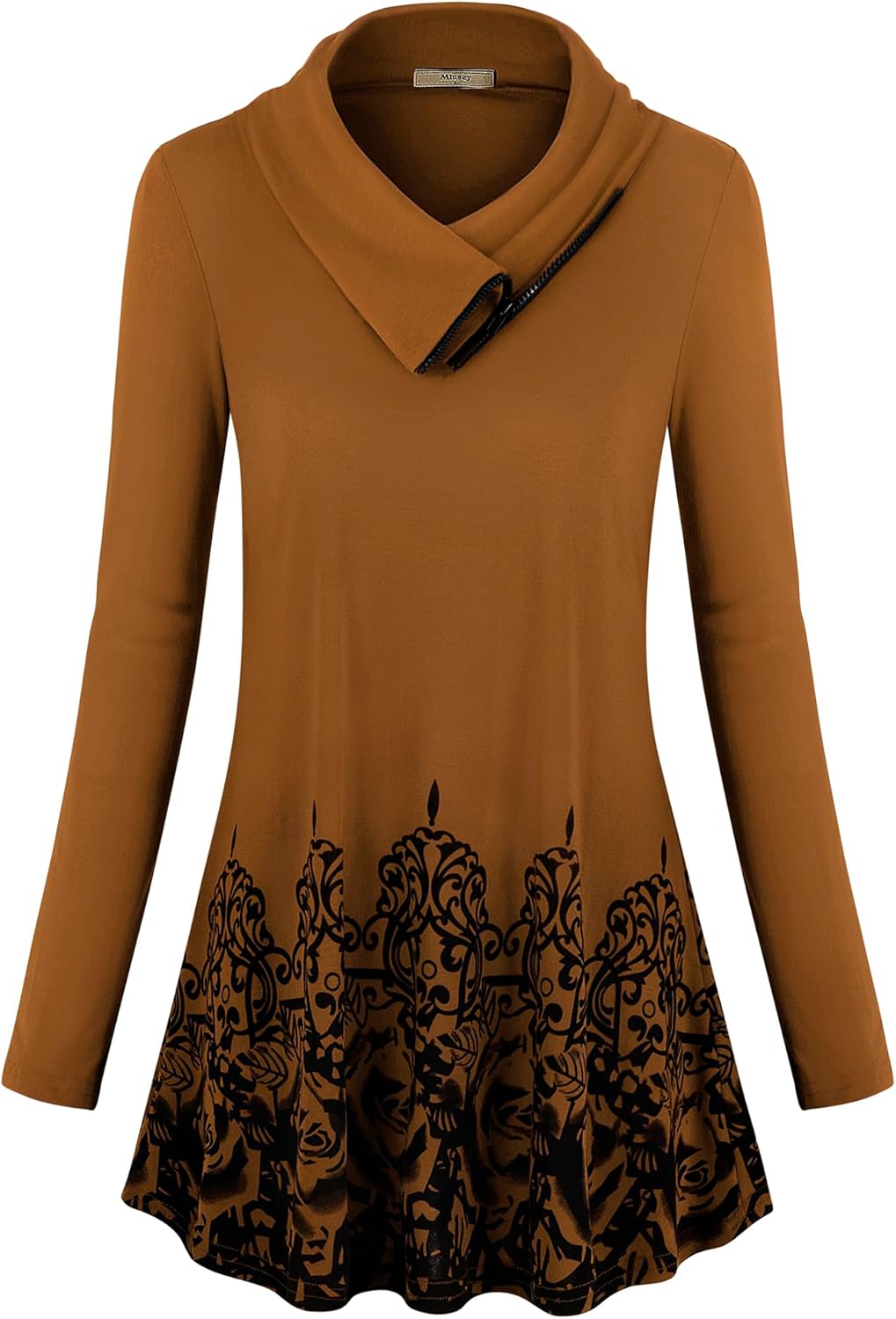 Miusey Women's Long Sleeve Cowl Neck Form Fitting Casual Tunic Top Blouse - Image 3