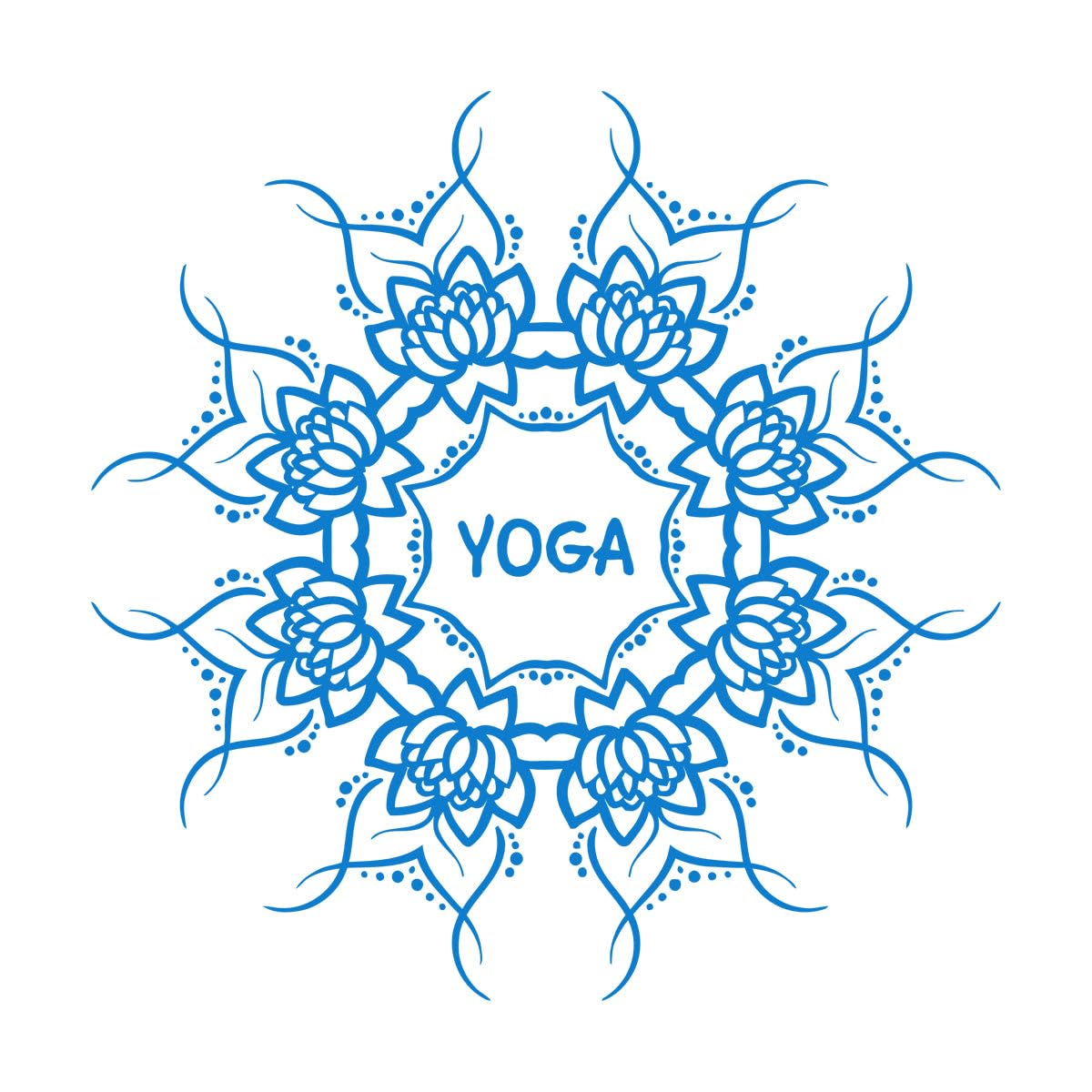Lettering Stickers Lotus Flower Yoga Buddhism Zen Meditation Room 36x36cm Do not Damage the wall Surface Small Blue — image 1