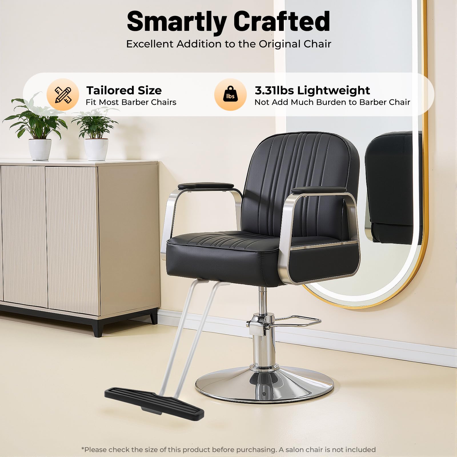 Podnóżek do krzesła fryzjerskiego 32,2 x 55 cm, ergonomiczny design, nowoczesne części do salonu fryzjerskiego, tatuaży i wyposażenia fryzjerskiego