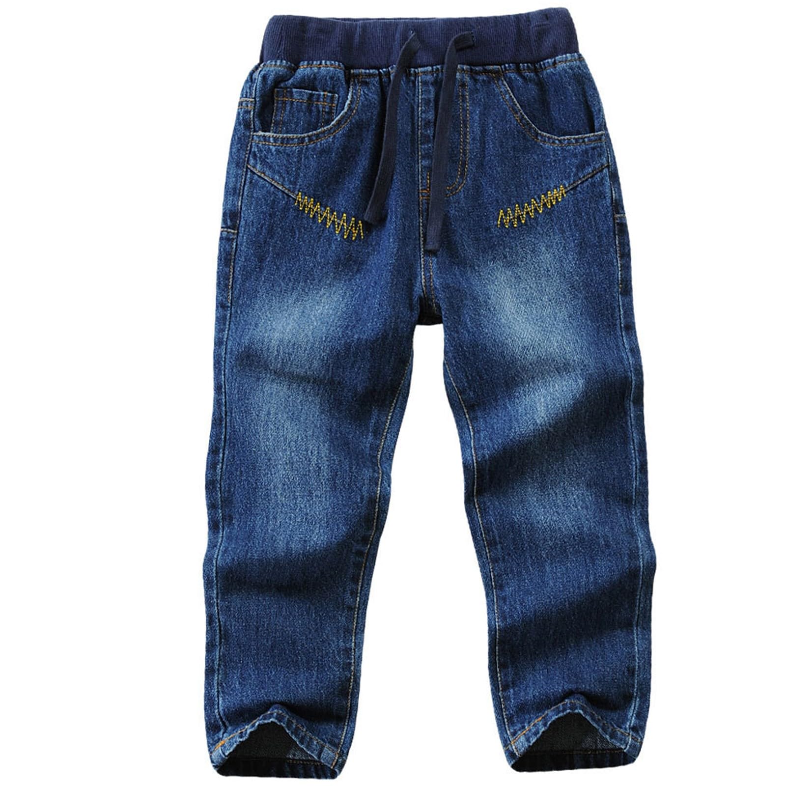 Genérico Pantalones Chandal Niño Pantalones Vaqueros Rectos Lavados de Cintura Media con Elástico para Niño Pequeño y