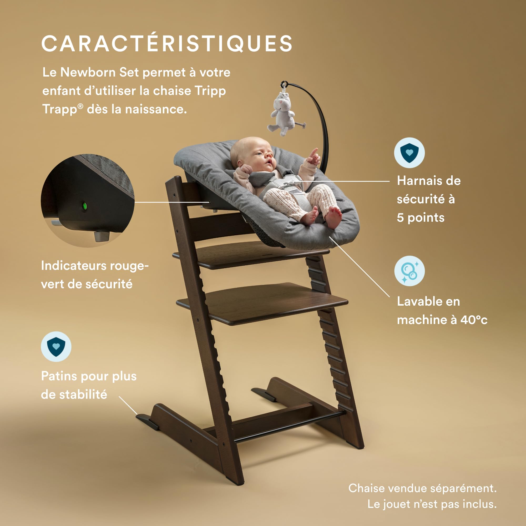 Newborn Set Tripp Trapp, Anthracite - Utilisez la chaise Tripp Trapp dès la naissance et jusqu’à 9 kg - Confortable et sûr - Compatible avec les chaises sortis après mai 2003