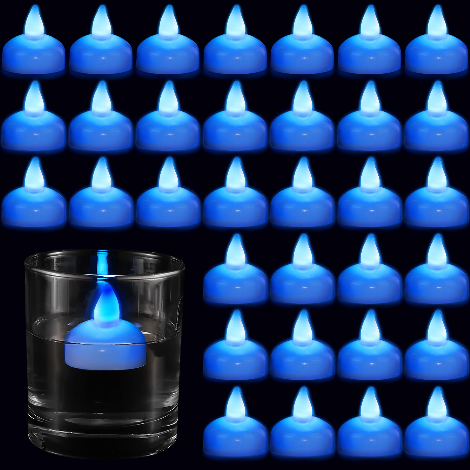 Photo 1 of **PARTIAL SET / 22 COUNT** Honoson 24 Pack Flameless LED Floating Candles 1.6'' Waterproof LED Floating Tealights Battery Water Activated Tealights for Valentines Day Weddings Pool Centerpiece Party Decor(Blue)