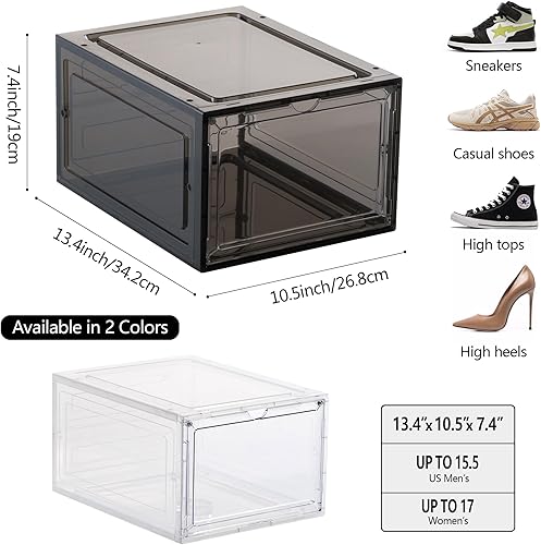 Miniatura 2 de Cajas de almacenamiento resistentes para zapatos caja organizadora de armario cajas magnéticas con cierre abatible cajones apilables de plástico