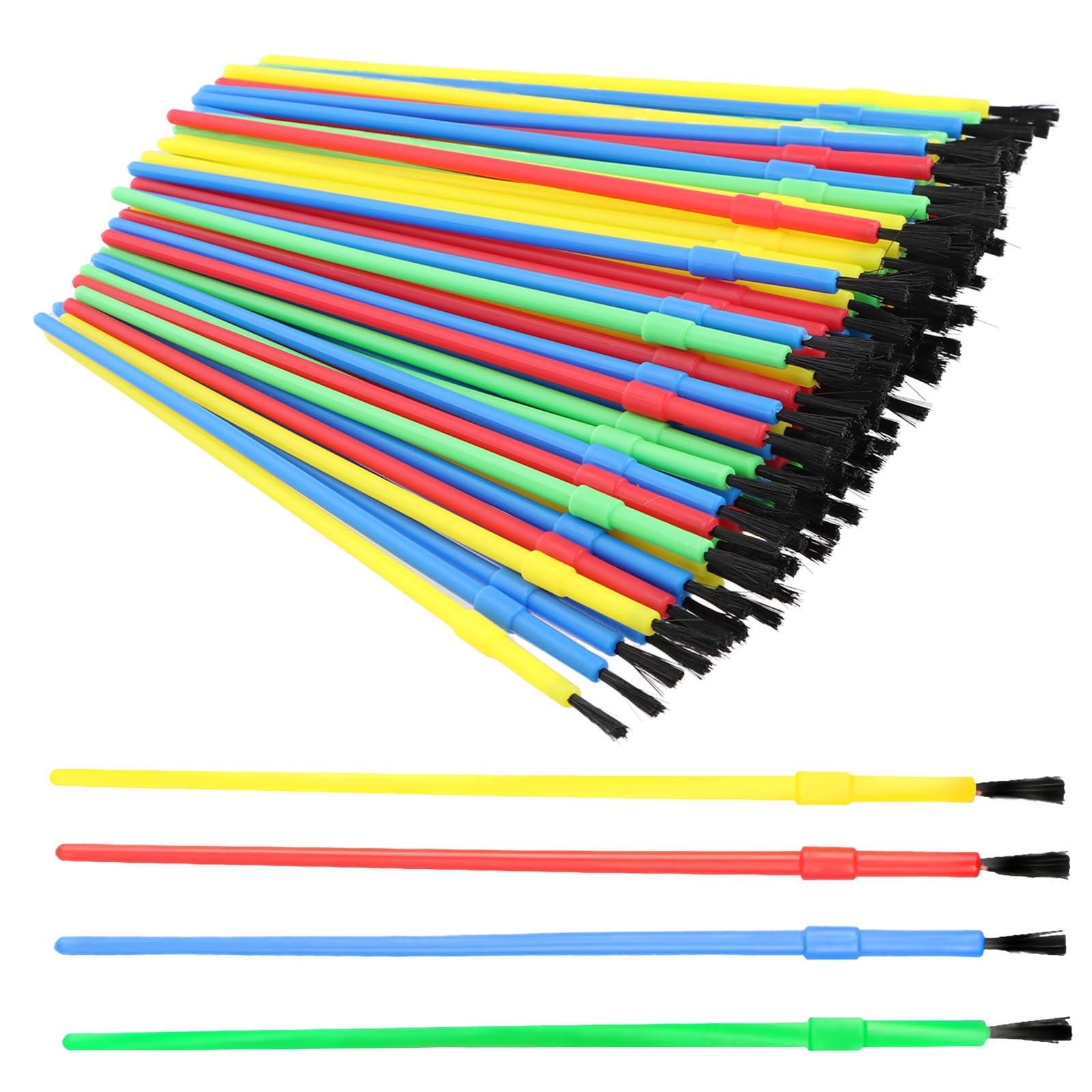 Volumoon 100 Pieces Plastic Paint Brushes Bulk, Nylon Hair Paint Brushes, Art Paint Brush Set, Craft Paint Brushes for Kids, Classroom, Watercolor, Acrylic, Oil, Canvas and Face Painting