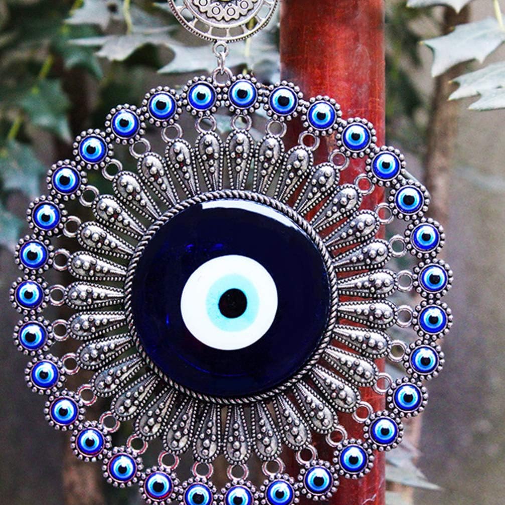 IMIKEYA Turkish Blue Eye Ornament Evil Eye Blue Pendant Glass Hamsa Good Luck Lucky Charm Hand Fatima Protection Hanging Decor for Home Wall Door Ornament - Image 3