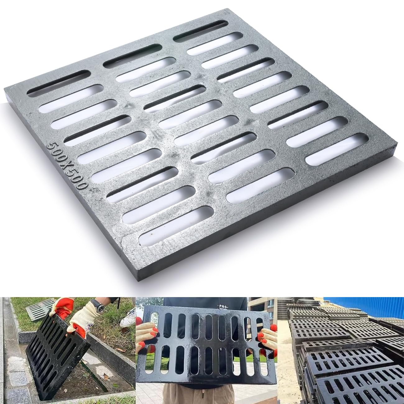20x20 Cast Iron Drain Grate,B125 Square Outdoor Metal Grate for Storm Drain
