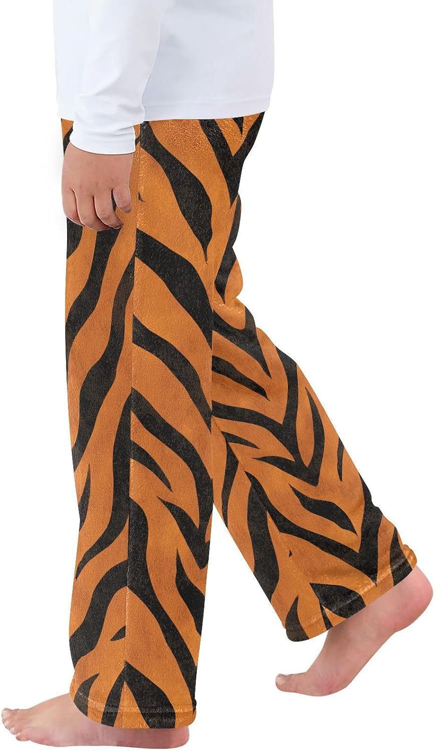 Cartoon Tiger Stripes Pattern Boys Pants for Kids Fleece Bottoms Long Jogger Pants Trousers with Pockets Size 6-14Y