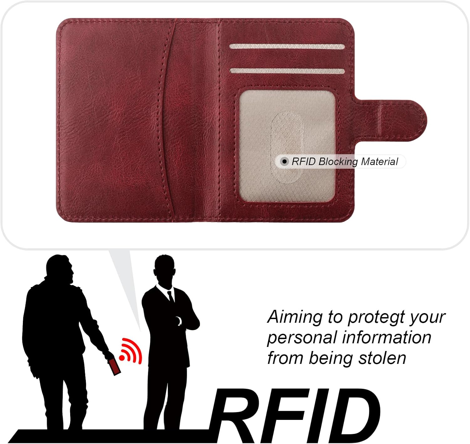 Bocasal Wallet Case for iPhone 14 Compatible with MagSafe Magnetic RFID Blocking Detachable Premium PU Leather Flip Case with Card Slots Holder Kickstand Wireless Charging 6.1 Inch (Wine Red)