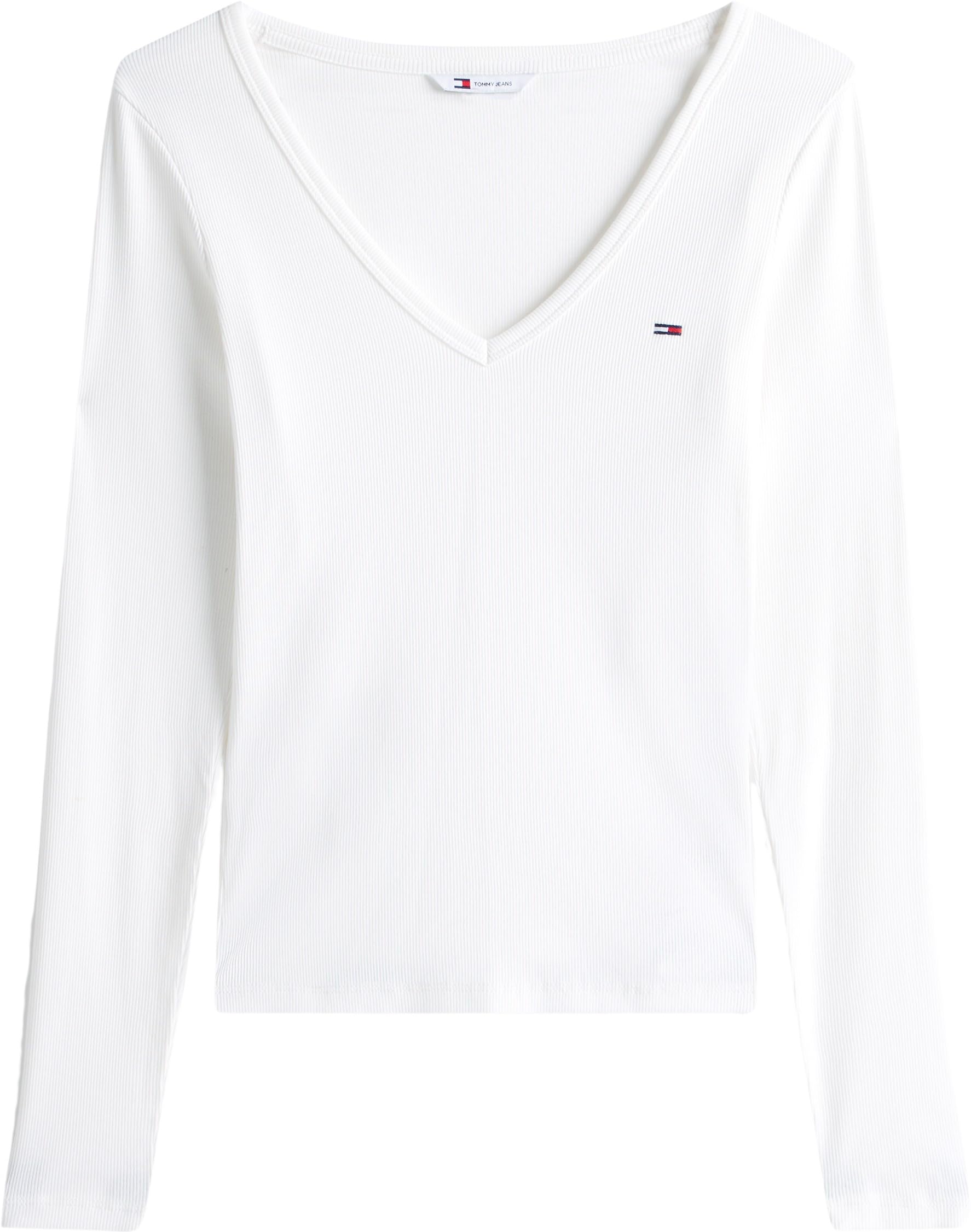 Tommy Jeans Donna Maglietta Maniche Lunghe Slim Fit Essential V-Neck Scollo a V