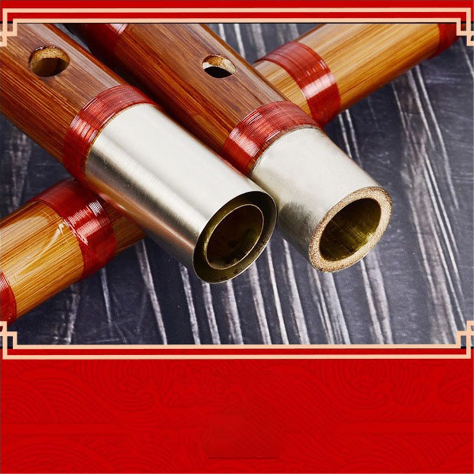 Flauto traverso per principianti in bambù amaro Strumento professionale multitono Livello di prestazione Doppio inserto Principianti Bamboo Flute(G tone+velvet bag)
