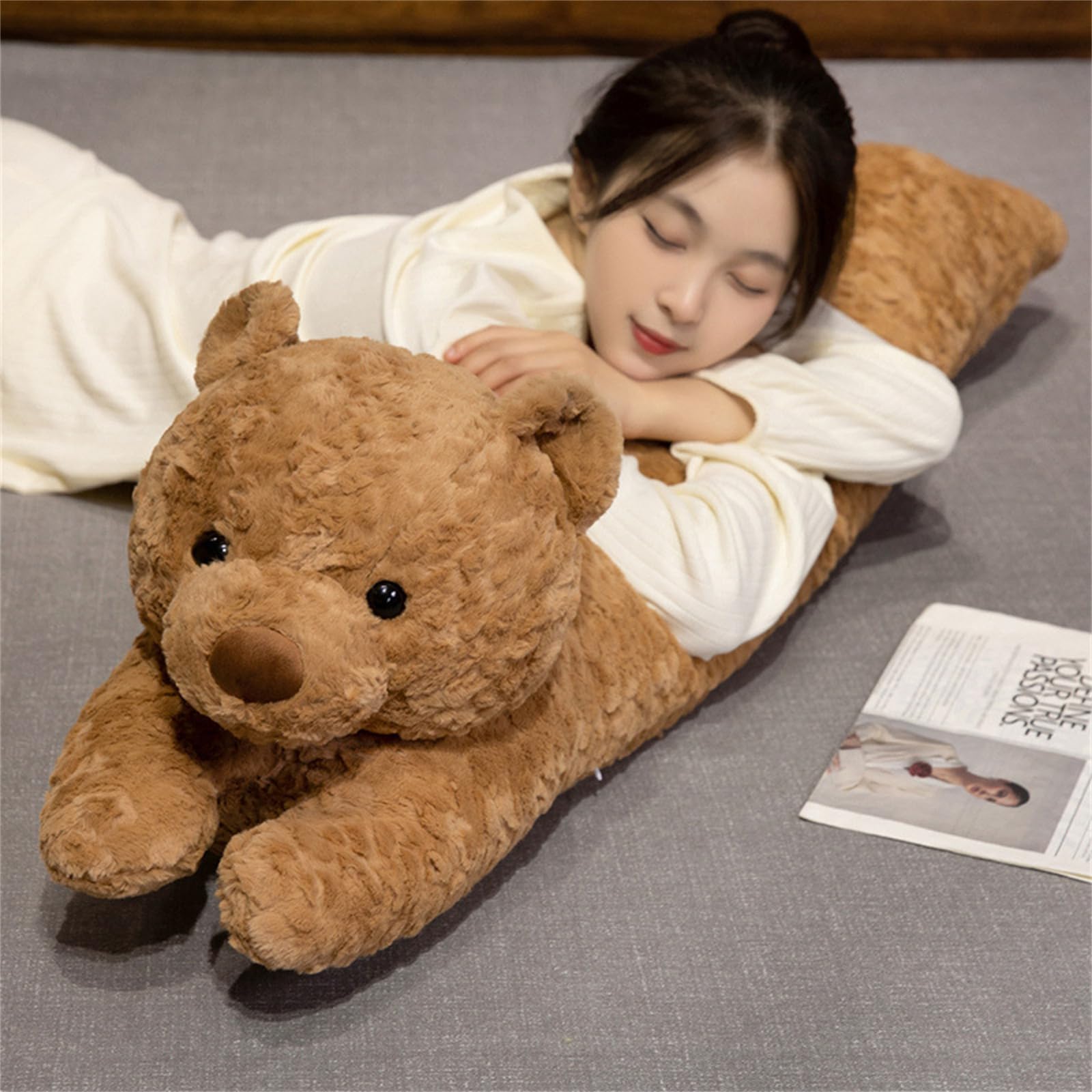 AMOSIJOY Weich Riesen Teddy Teddys Kuscheltier, Weighted Stuffed Animal Gewichtskuscheltier, GroßEr TeddybäR Als Geschenk FüR Geburtstag, Valentinstag Weihnachten (120cm,Milchweiß)