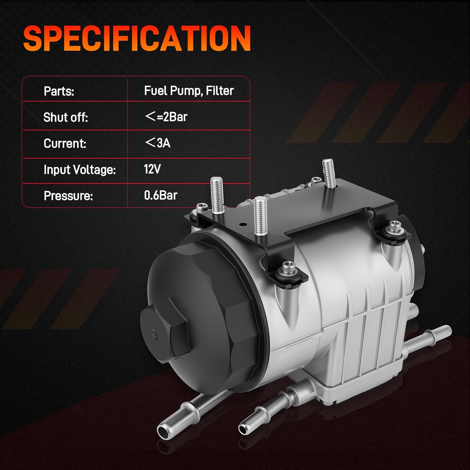 Fuel Pump Assembly with Filter In-Line Compatible with 2008-2010 Ford F-250 F-350 F-450 F-550 Super Duty 6.4L V8 Power stroke Diesel Engine, Replace# 8C3Z9G282A, PFB95