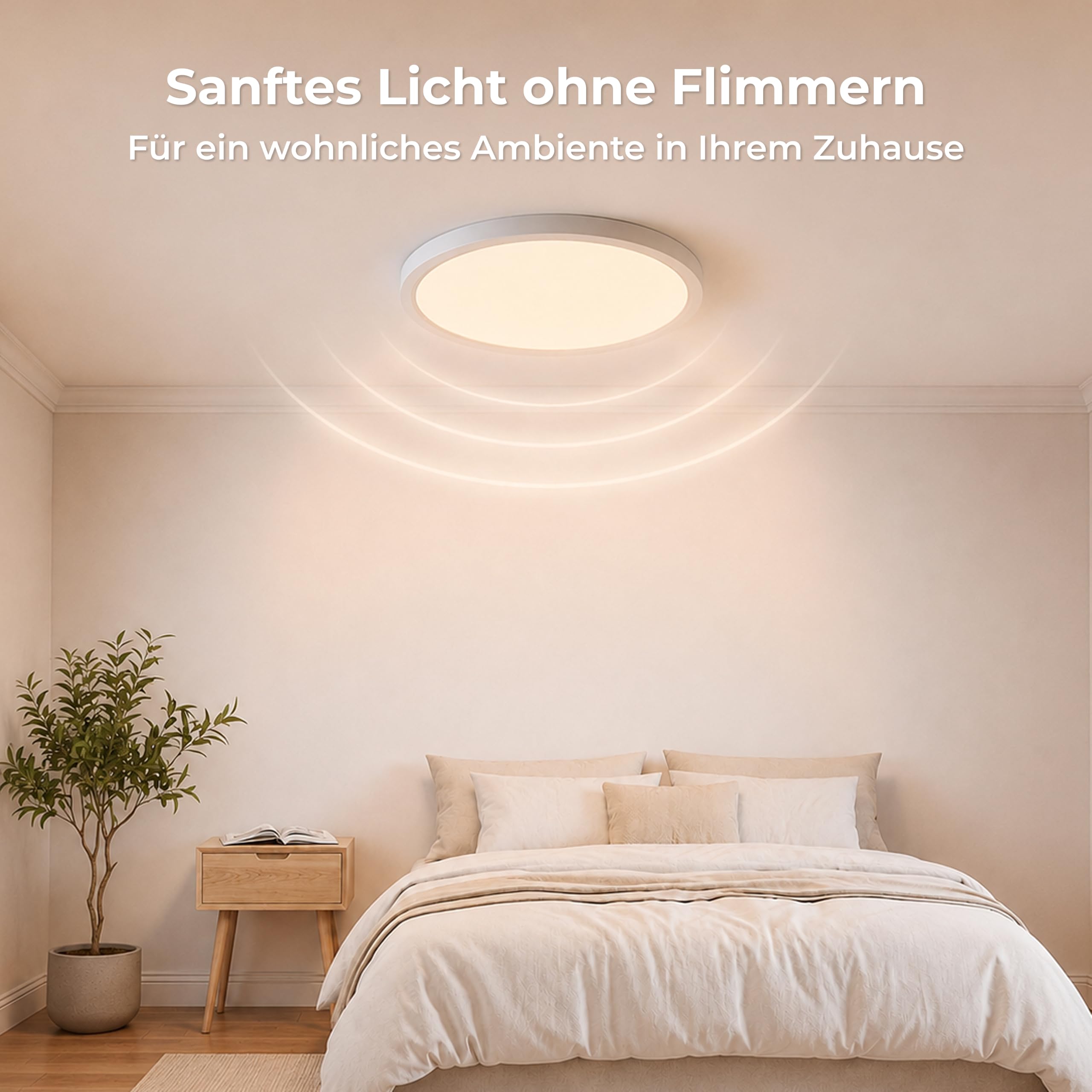 LQWELL® LED Plafoniera, IP44 Impermeabile Lampada da Bagno Rotonda Piatta 36W 4000K 3960LM Moderna Lampada Semplice Sottile per Soggiorno Camera da Letto Cucina Seminterrato Ufficio, 400 * 18mm