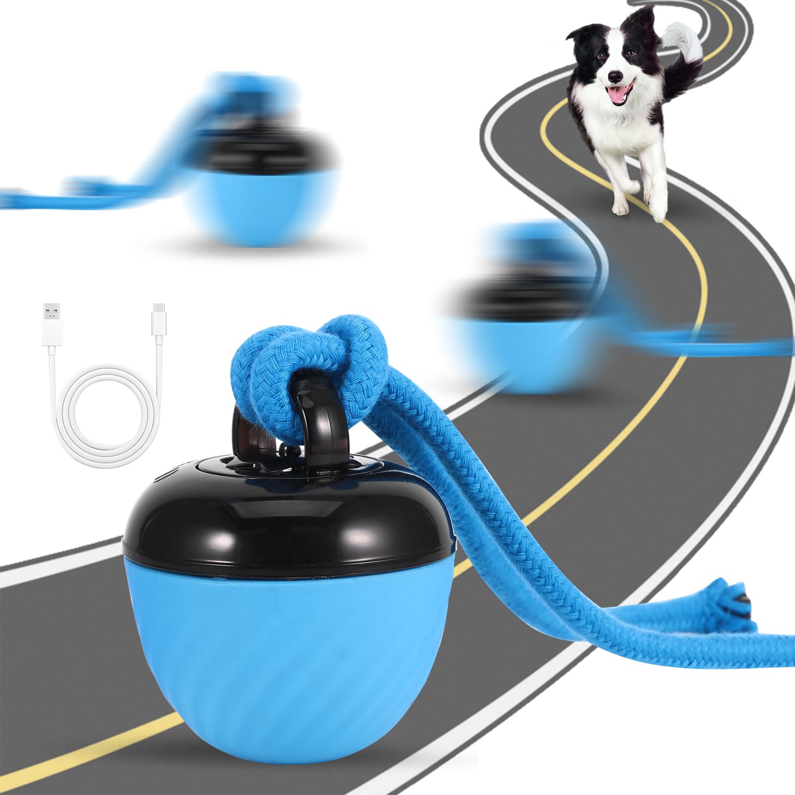 Houkiper Interactive Dog Ball, Dog Balls Indestructible Dog Toy Ball Automatic Moving Puppy Ball, USB Charging Automatic Balls for Dogs to Play- puppy toy for Dog Birthday Gifts Indoor Outdoor