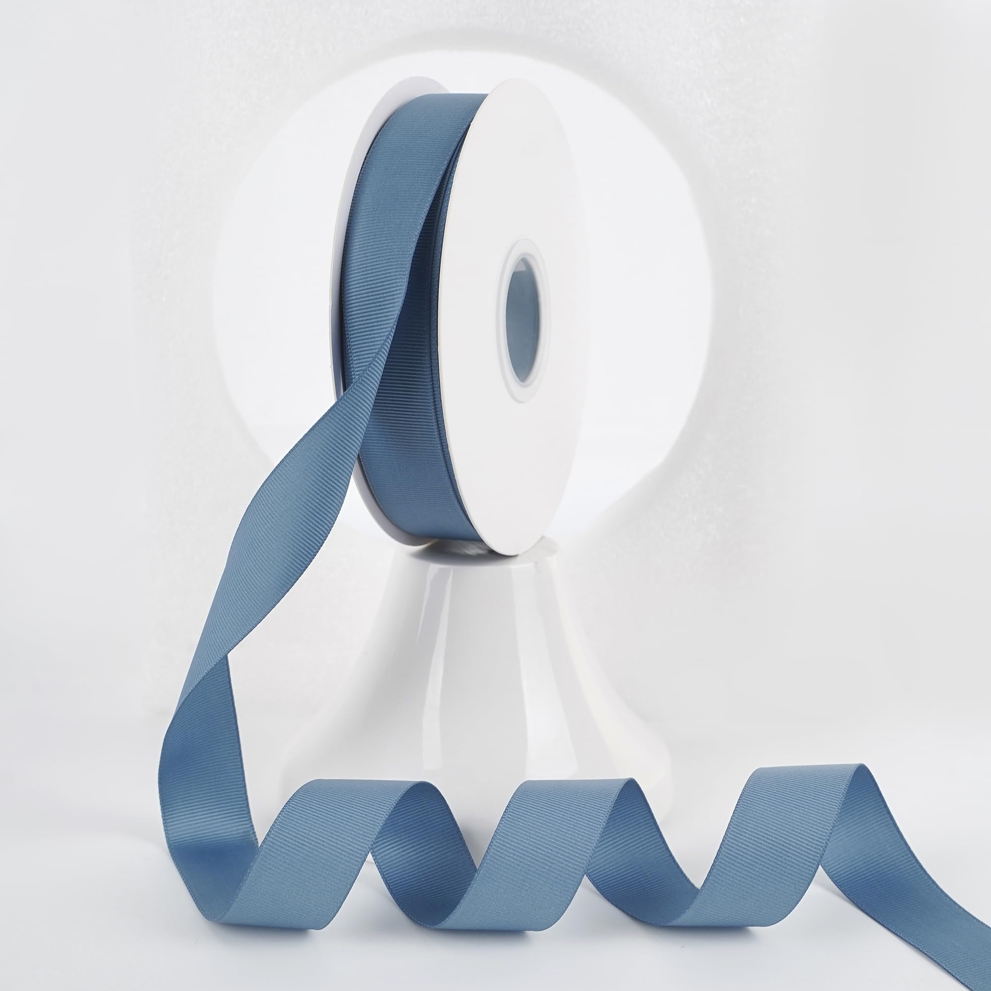 MEEDEE Smoke Blue Grosgrain Ribbon 1 Inch Grosgrain Hair Ribbons 50 Yards Per Roll Blue Wedding Ribbon for Hair Bow Supplies Thin Ribbons for Crafts,