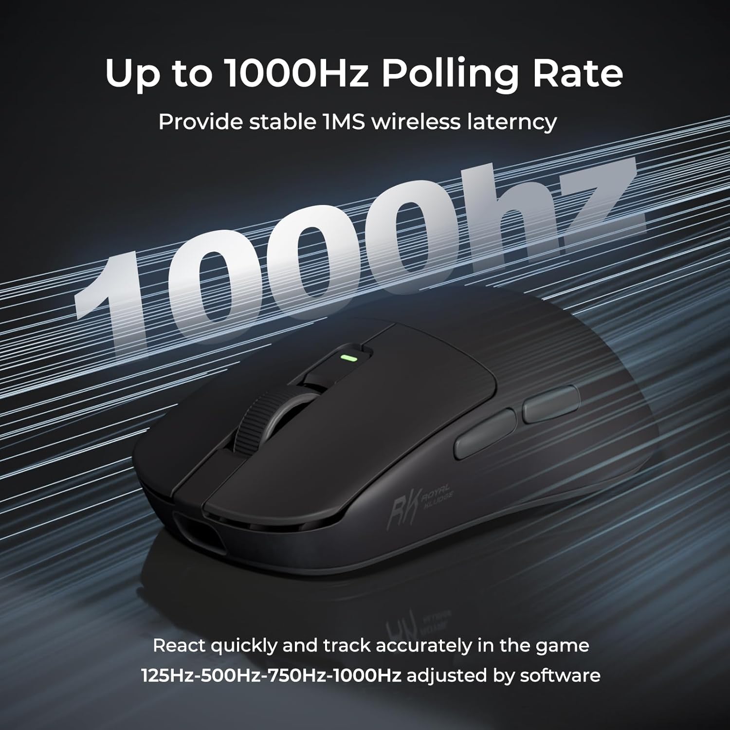 RK ROYAL KLUDGE RK M30 Wireless Gaming Mouse, 24000 DPI, 43g Ultra-Lightweight, PAW3311 Sensor, 2.4G/Bluetooth/USB-C Rechargeable Wireless Mouse with 5 Programmable Buttons for PC/Mac, Black Grey