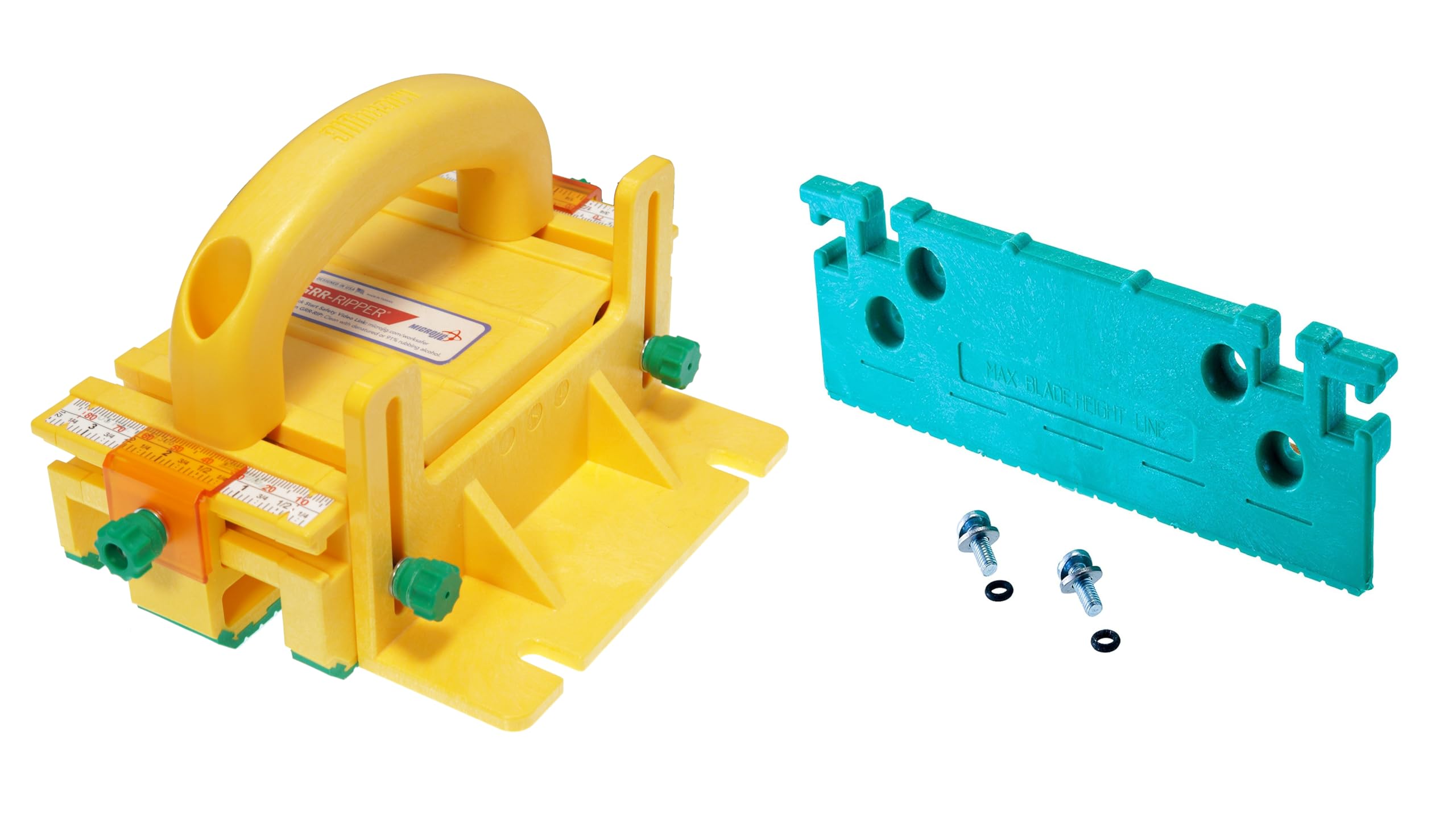 MICROJIG GRR-Ripper+ 3D Pushblock Plus with 1/8" Leg Accessory - Precision Table Saw Safety Bundle for Thin Rips, Kickback Prevention, Clean Cuts | Works with Table Saw, Router, Band Saw, and More