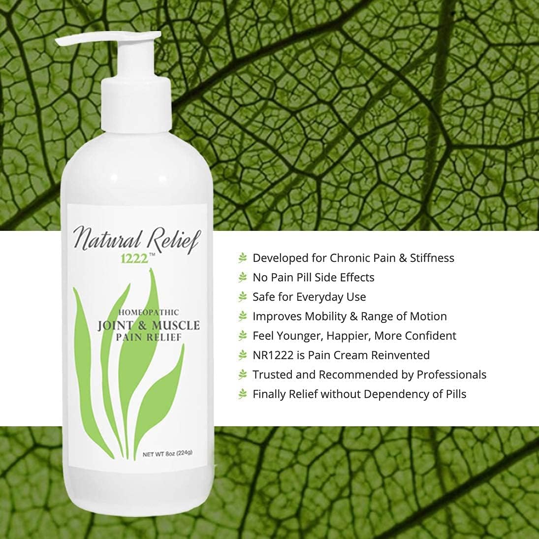 Natural Relief 1222 Relieves Chronic Muscle Pain, Joint Pain, Knee Pain, Back Pain, Finger Pain, Foot Pain & Inflammation Due to Arthritis or Injury 8oz : Health & Household