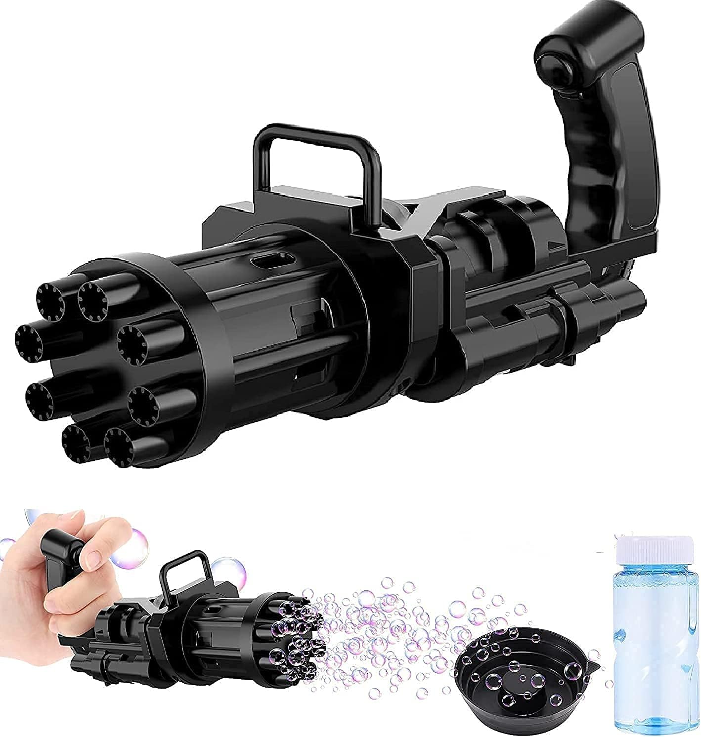 Toy Cloud Bubbles Gatling Machine 8-Hole Battery Operated Electric Gun Toy for Toddlers, Outdoor Toys for Boys and Girls โ Multicolour
