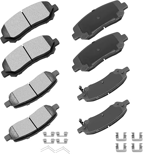 Miniatura 14 de cciyu D1094 D1100 Kit de pastillas de freno de cerámica delanteras y traseras, 8 piezas para Nissan Frontier 2005-2018, 2005-2015 para Nissan
