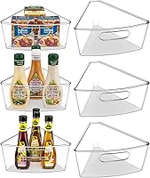 JEISSLIA Lazy Susan Organizer Bins for 28" Corner Cabinets - 6 Pack Clear Plastic, BPA-Free Food Safe with Non-Slip Pads