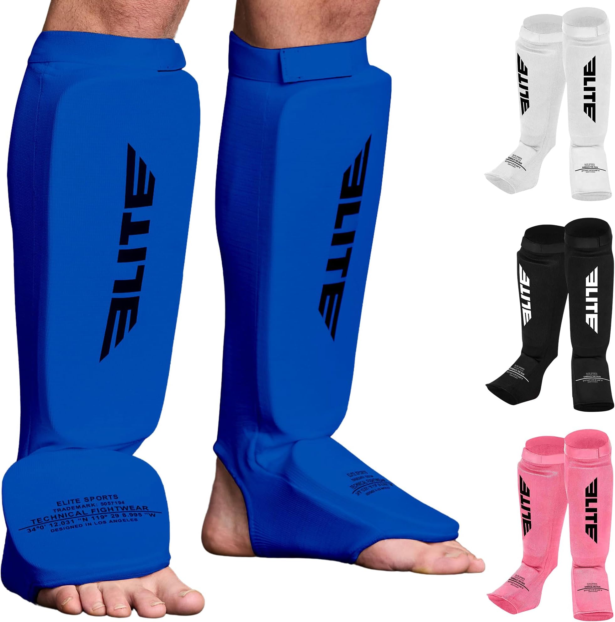 Muay Thai MMA Kickboxing shin Guards, Elite Sports Instep Guard Sparring Protective Leg shin Kick Pads for Adults, Kids, Youth