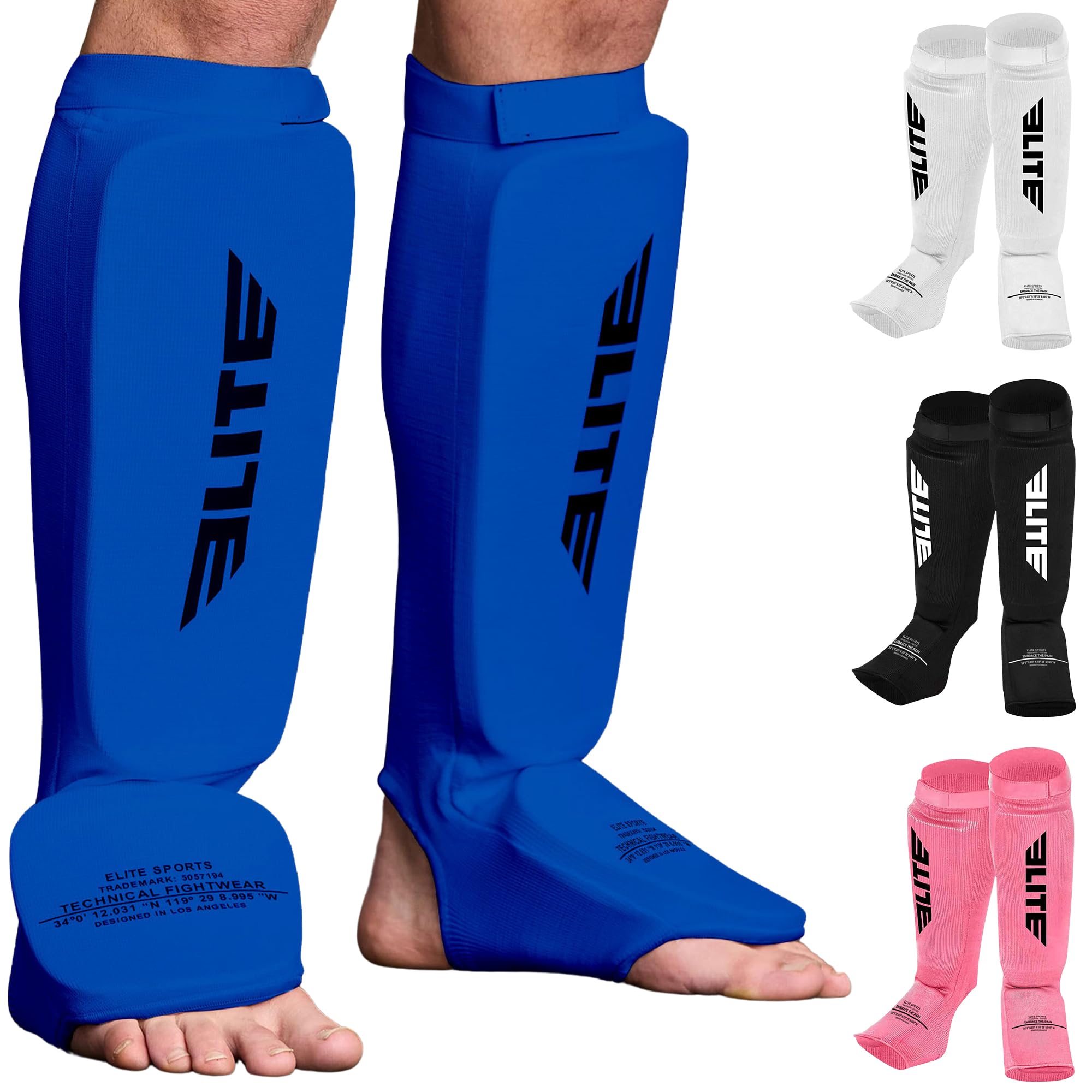 Muay Thai MMA Kickboxing shin Guards, Elite Sports Instep Guard Sparring Protective Leg shin Kick Pads for Adults, Kids, Youth