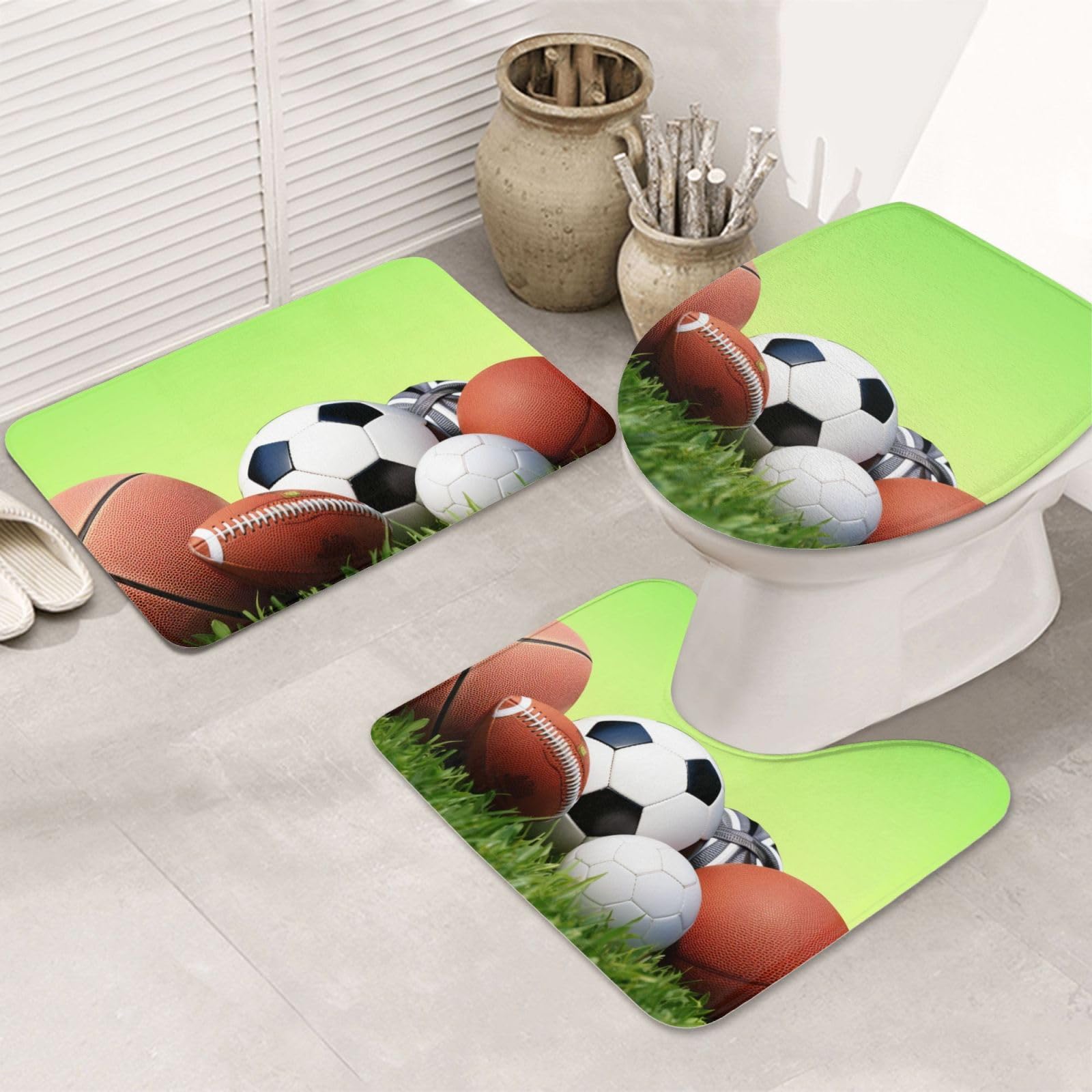 Tapis de bain antidérapant en flanelle pour éviter les glissades avec kit complet contour WC U