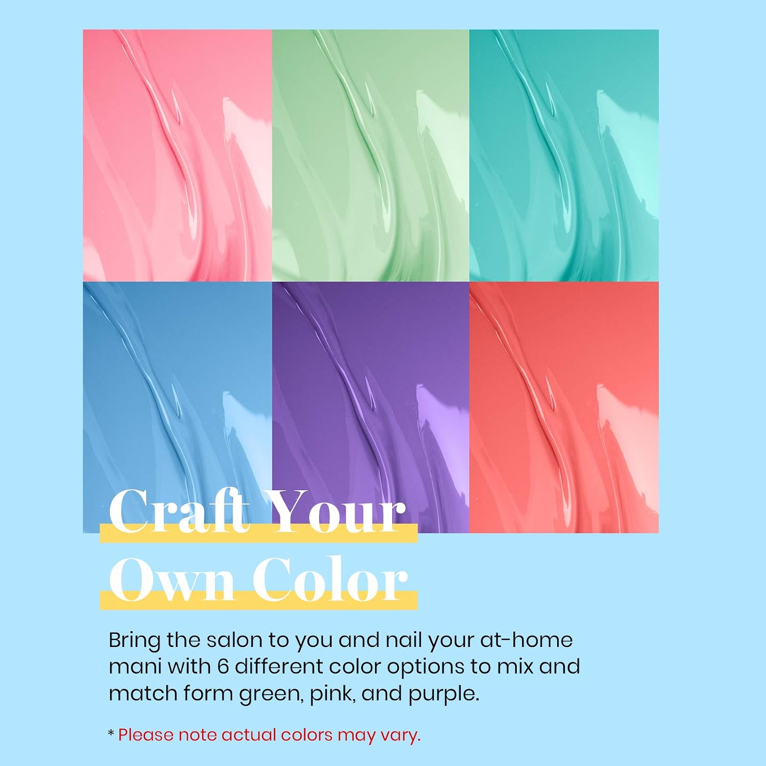 Beetles Gel Nail Polish Set - Summer Sweet Candy Collection 6 Colors Pink Blue Purple Gel Polish Kit Turquoise Green Nail Gel Polish Soak Off LED Lamp DIY Home Salon Nail Art Gift 7.3ml Each Bottle