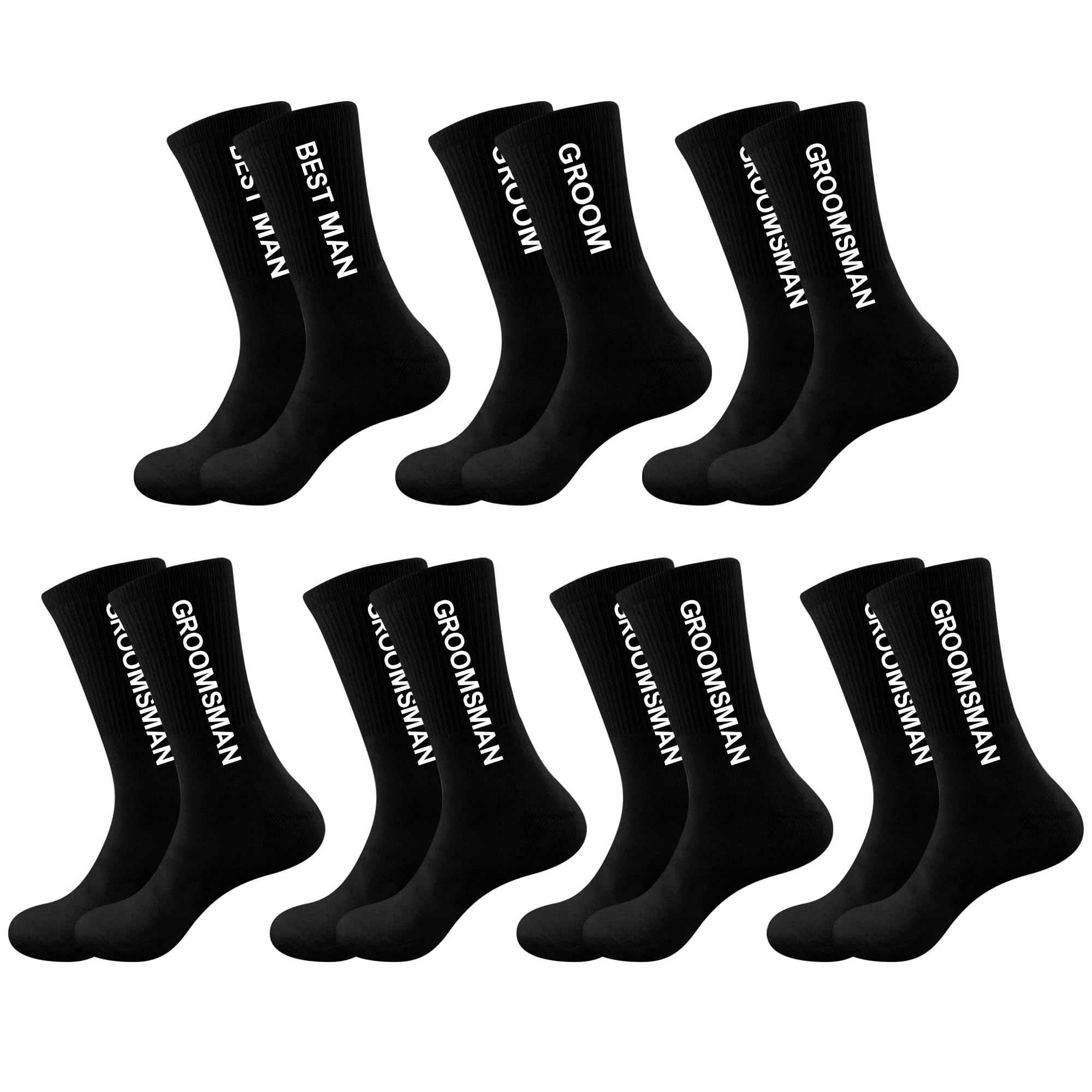 LADY&HOME Groomsmen 7-Pack Cotton Socks for Bachelor Party, Wedding, Proposal - Gift Set for Best Man, Groom and Groomsman