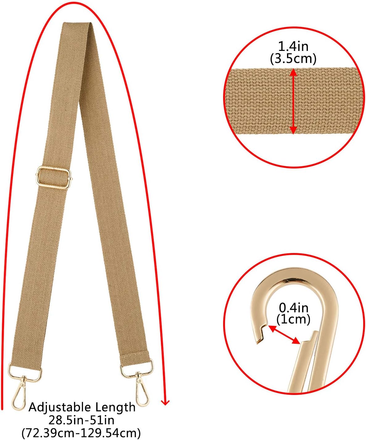 Wide Shoulder Purse Strap Replacement Adjustable Belt Canvas Bag Crossbody Handbag - Image 5