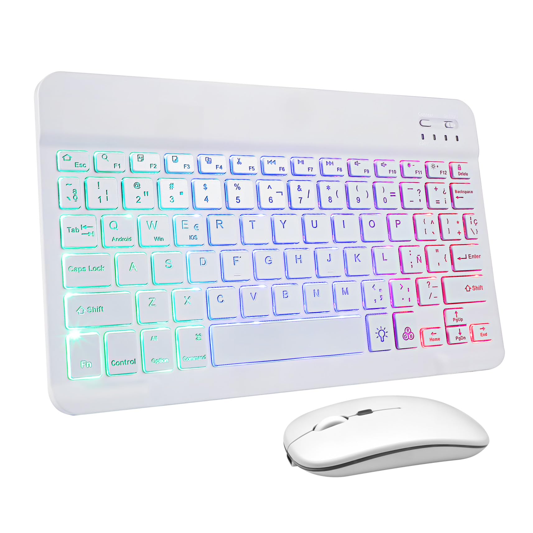 Teclado ratón inalámbrico portátil plástico ergonómico con luces 8