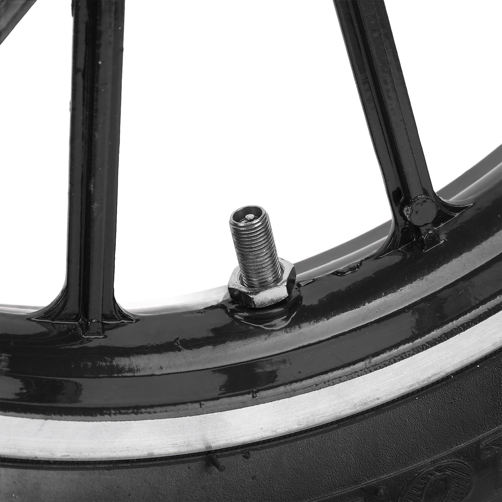 Pneumatico Ruota Anteriore 2.5-10 con Camera D'aria, Gomma E Metallo 10 Pollici per Piccole Motociclette Fuoristrada 49, Parti Ricambio Cerchio Ruota Anteriore Posteriore (BLACK)