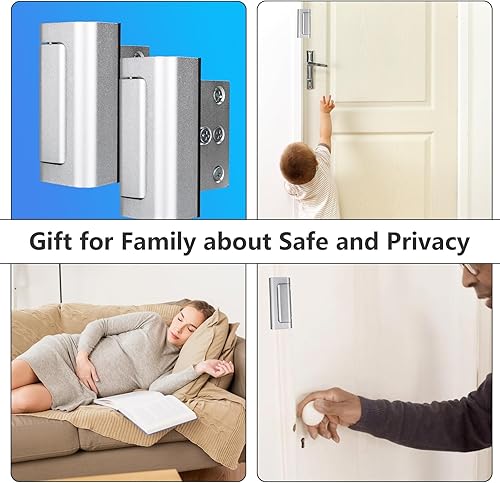 Miniatura 6 de Paquete de 2 cerraduras de refuerzo de seguridad para puerta, cerradura de puerta adicional desde el interior que soporta 800 libras de fuerza,